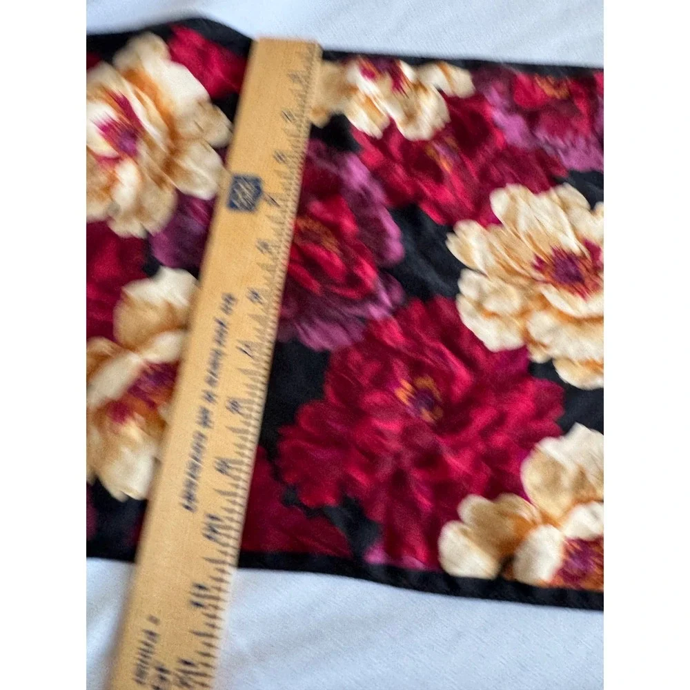 Echo Silk Scarf Red Burgundy Cream Floral Peony Print Oblong Neck floral luxury